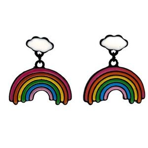 Cloud and Rainbow Dangle Post Earrings